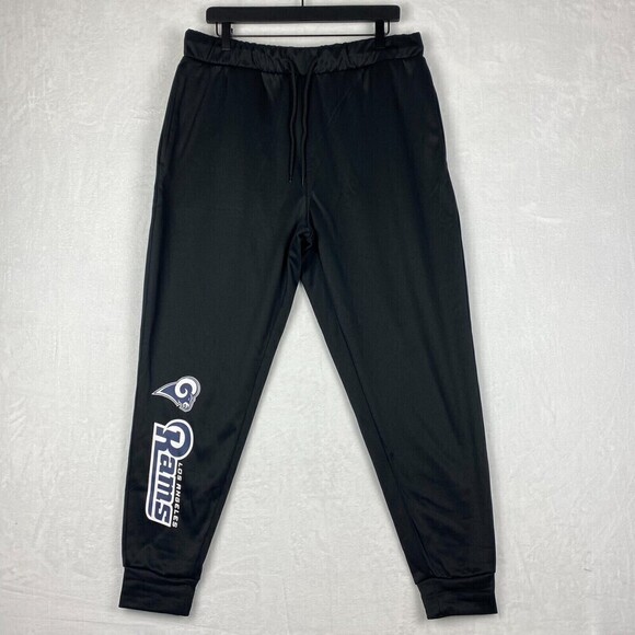 NFL Team Apparel Los Angeles Rams Sweatpants Mens Large Black Casual Pockets - Picture 1 of 11